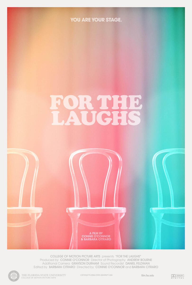 Film poster for For the Laughs, directed by Connie O’Connor & Barbara Citraro